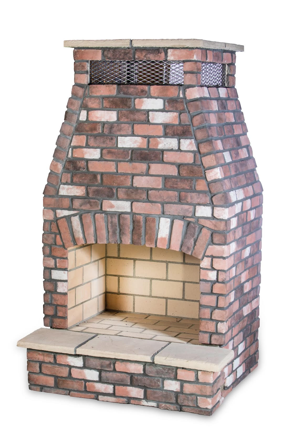 Stone veneer finish 30" wood-burning outdoor fireplace