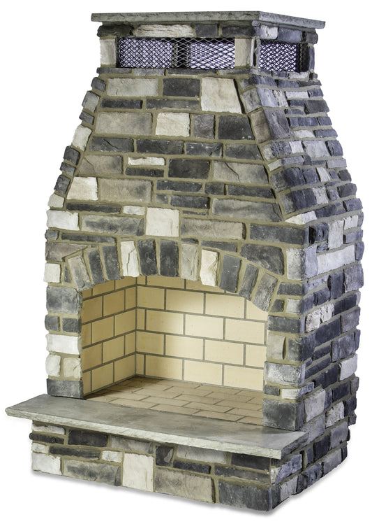 Stone veneer finish 36" wood-burning outdoor fireplace